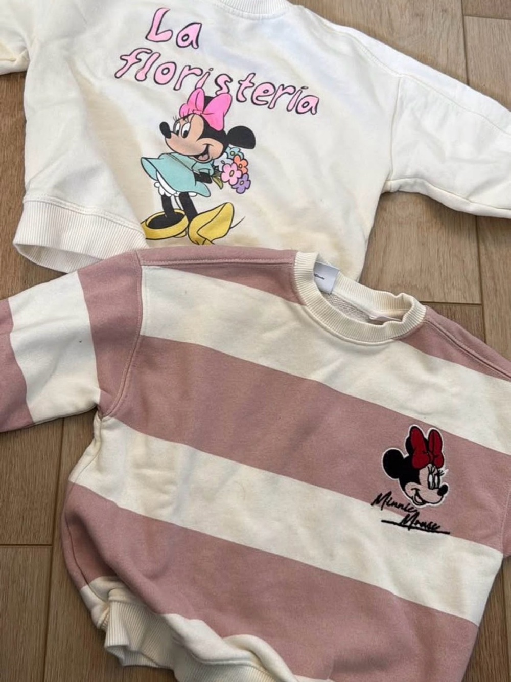Zara Disney Minnie Mouse Pink & Cream Striped Kids Sweatshirt